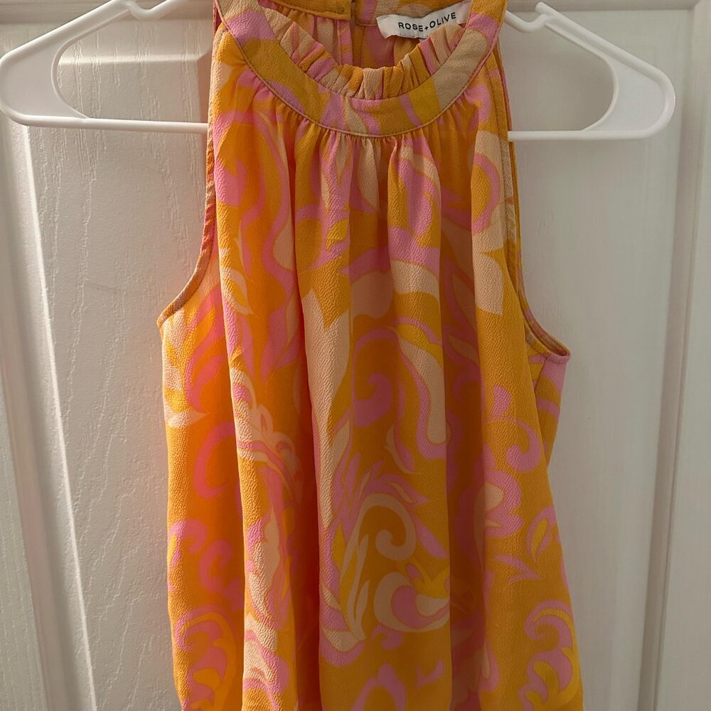 Rose + Olive Pink Orange Top
